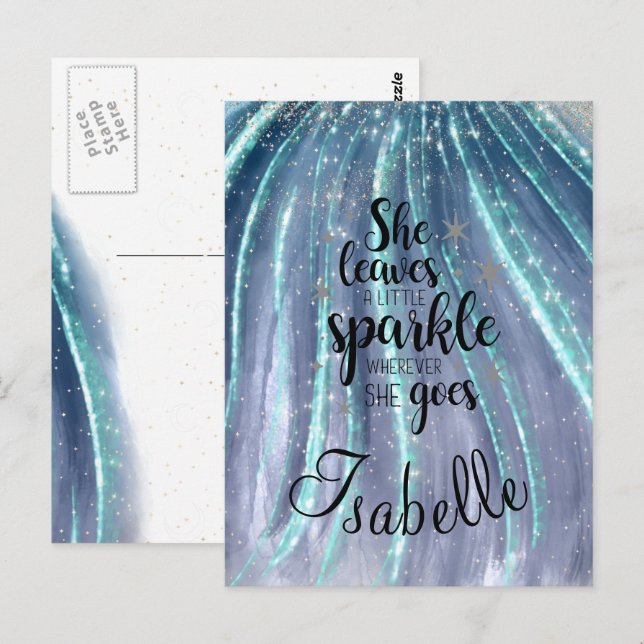 Carte Postale Elle Feuille Un Peu Étincelante Luxe Personnalisée (Devant / Derrière)