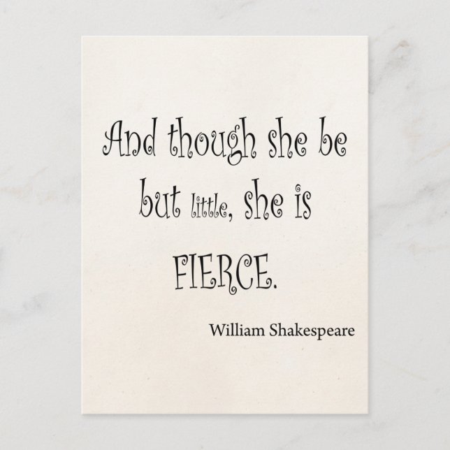Carte Postale Elle n'est que petite elle est Fierce Shakespeare  (Devant)