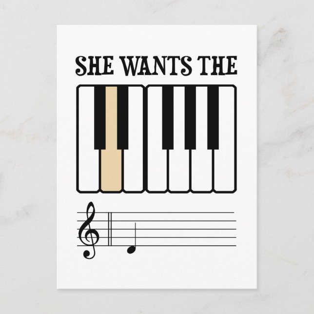 Carte Postale Elle veut la D Piano Music (Devant)