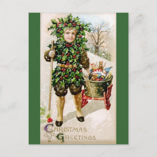 Carte Postale Ellen Clapsaddle : Holly Boy avec jouets