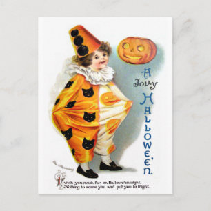 Carte Postale Ellen H. Clapsaddle : Arlequin Halloween