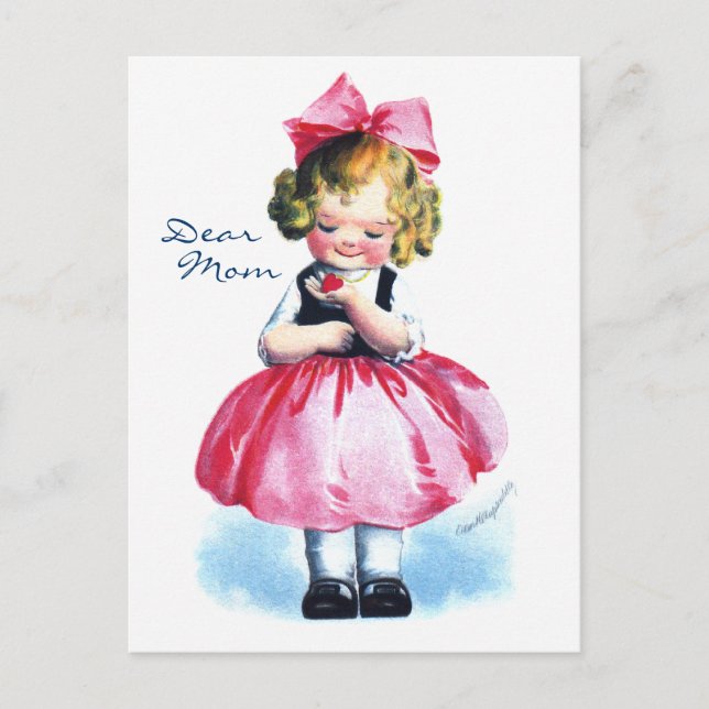 Carte Postale Ellen H. Clapsaddle : Fille au coeur (Devant)