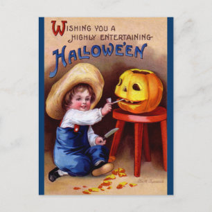 Carte Postale Ellen H. Clapsaddle : Garçon avec Jack O'Lantern