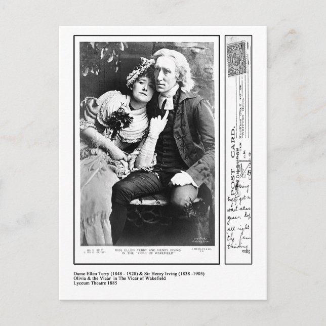 Carte Postale Ellen Terry & Henry Irving au Vicaire de Wakefie (Devant)