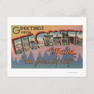 Carte Postale Ellsworth, Maine - Scènes de grandes lettres