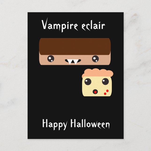 Carte Postale Éloge vampire "Happy Halloween" (Devant)