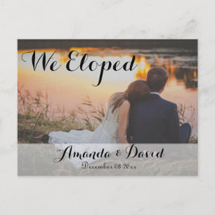 Carte Postale Eloped Design moderne Mariage photo Faire-part