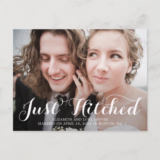 Carte Postale Elopement Mariage juste accroché (Devant)