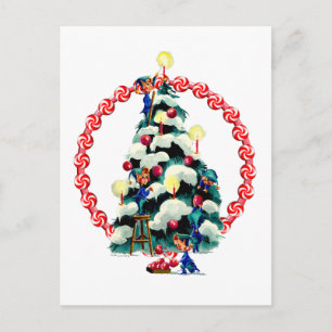 Carte Postale ELVES, ARBRE & VÊTEMENTS À CANDY par SHARON SHARPE