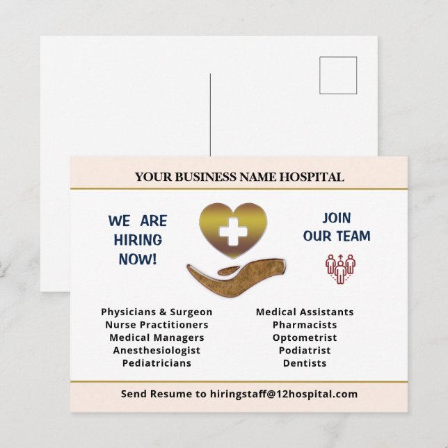Carte Postale Embaucher maintenant Aide Employé Recherché Person (Devant / Derrière)