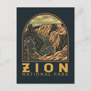 Carte Postale Emblem rétro du parc national de Zion