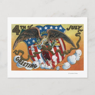 Carte Postale Emblème d'aigle tenant des feux d'artifice, Boucli