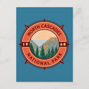 Carte Postale Emblème de Compass rétro du parc national des Casc