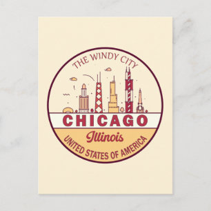 Carte Postale Emblème de la skyline de la ville de Chicago Illin