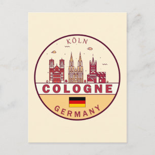 Carte Postale Emblème de la skyline de la ville de Cologne en Al