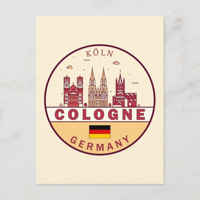 Carte Postale Emblème de la skyline de la ville de Cologne en Al (Devant)