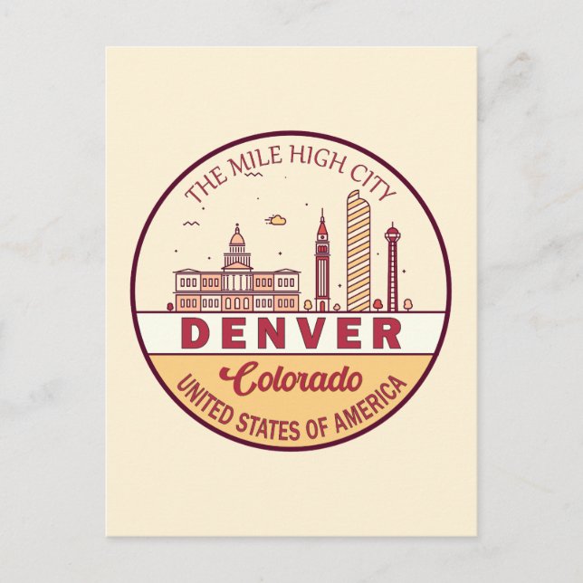Carte Postale Emblème de la skyline de la ville de Denver Colora (Devant)