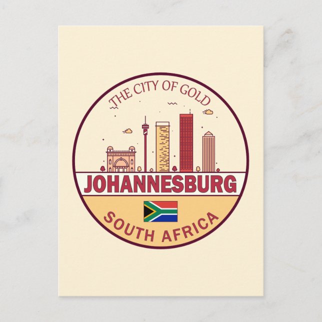 Carte Postale Emblème de la skyline de la ville de Johannesburg  (Devant)
