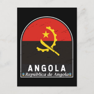Carte Postale Emblème Drapeau Angola en détresse Vintage