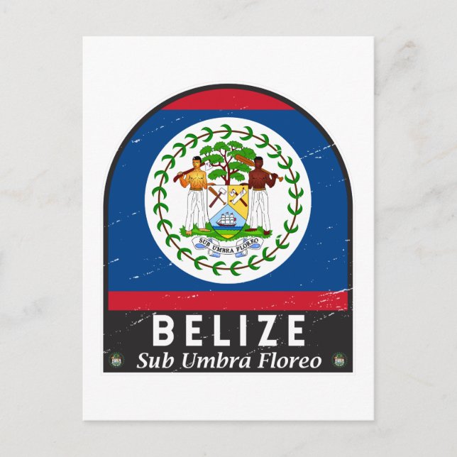 Carte Postale Emblème du drapeau du Belize Vintage déprimé (Devant)