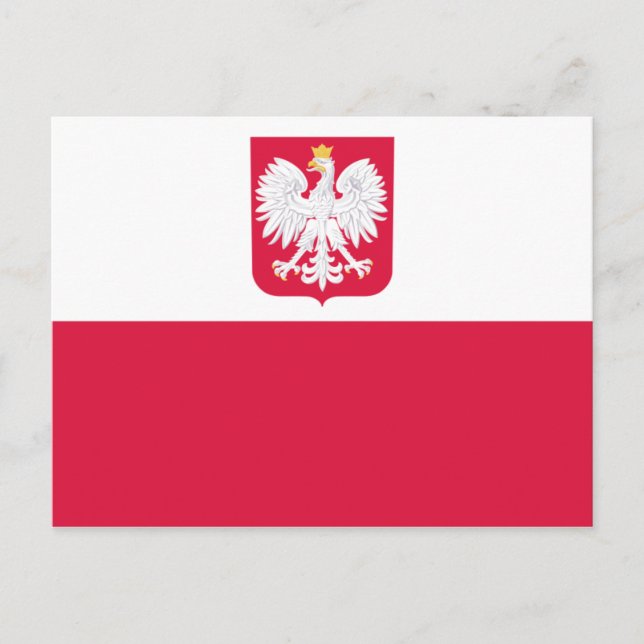 Carte Postale Emblème du drapeau polonais - Polska Pologne - Her (Devant)