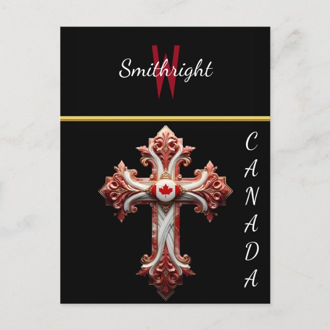 Carte Postale Emblème patriotique : Croix du drapeau canadien (Devant)