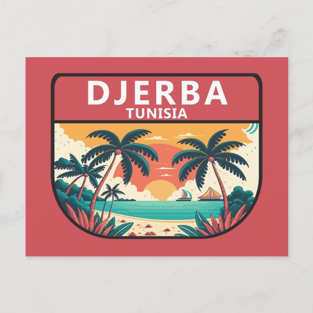 Carte Postale Emblème rétro de Djerba Tunisie (Devant)