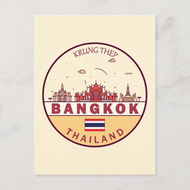 Carte Postale Emblème Skyline de Bangkok Thaïlande (Devant)