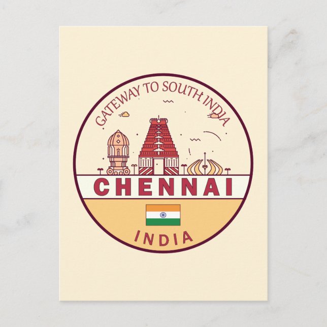 Carte Postale Emblème Skyline de Chennai India City (Devant)
