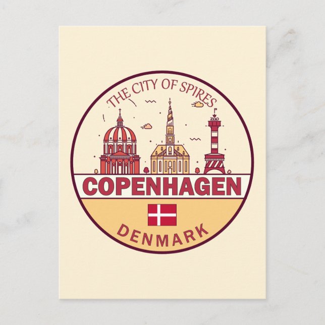 Carte Postale Emblème Skyline de Copenhague Danemark City (Devant)
