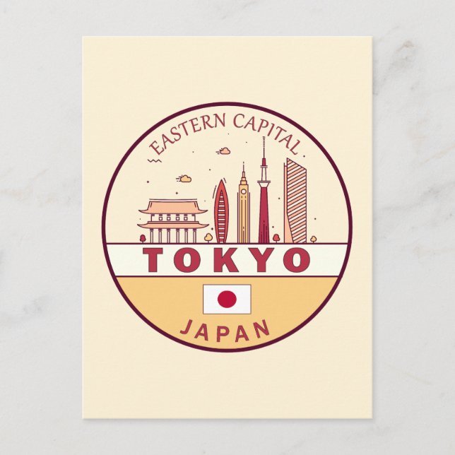 Carte Postale Emblème Skyline de Tokyo City (Devant)