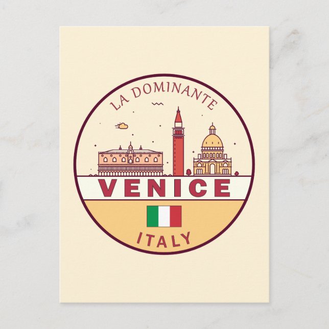 Carte Postale Emblème Skyline de Venise Italie (Devant)