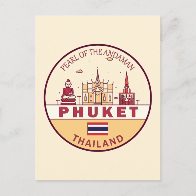 Carte Postale Emblème Skyline Phuket Thaïlande City (Devant)