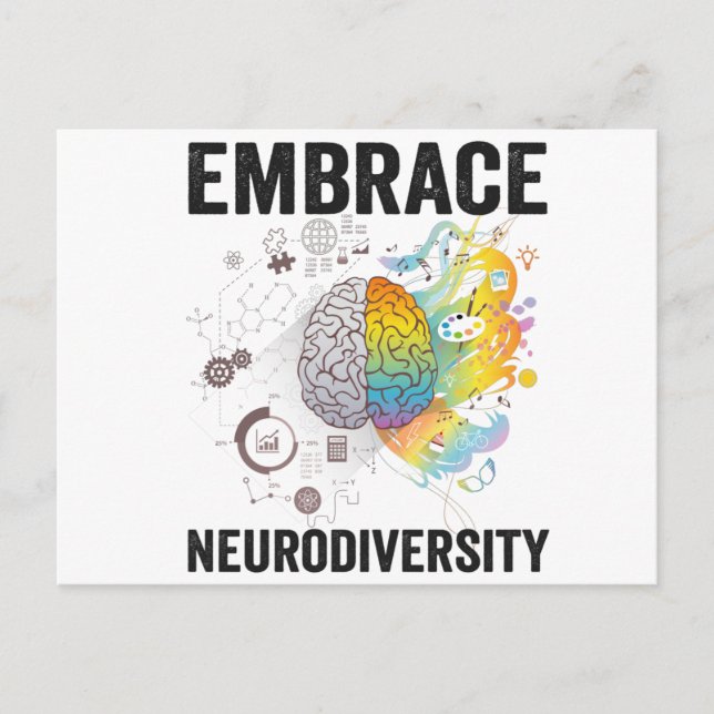 Carte Postale Embrace Neurodiversity Adhd Awareness Giftneurodiv (Devant)