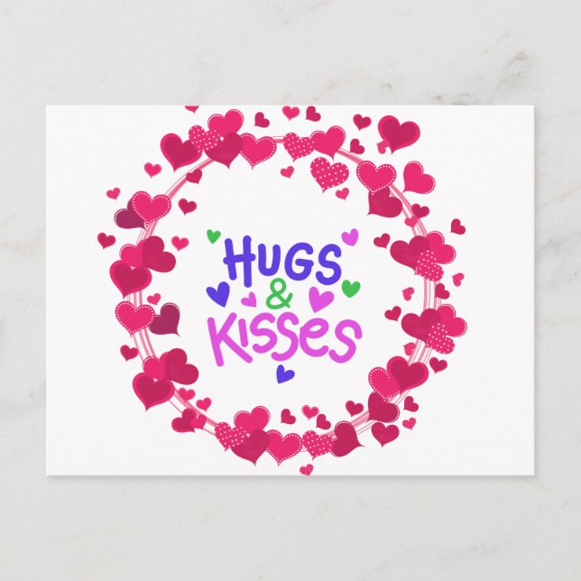 Carte Postale Embrasages et baisers pour la Saint-Valentin (Devant)