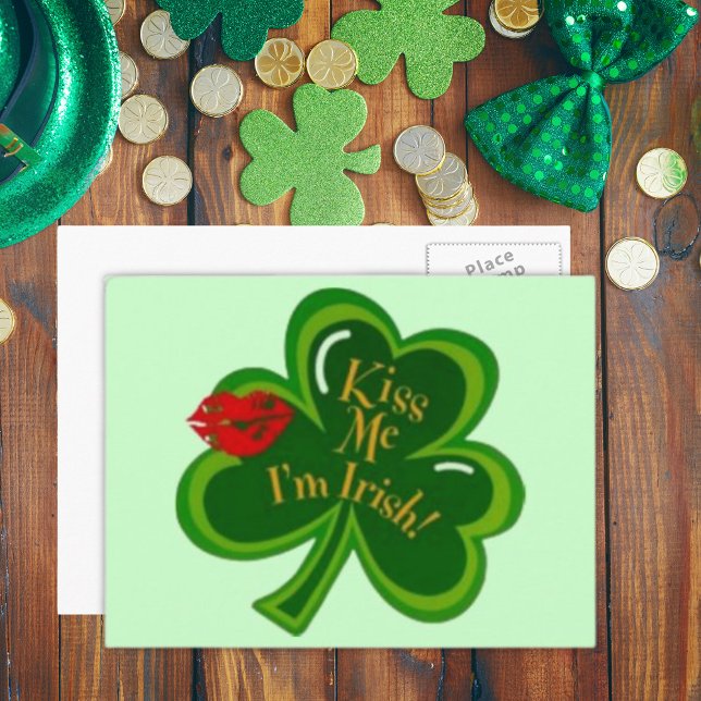 Carte Postale Embrasse-moi Je suis irlandais (Kiss Me I'm Irish Postcard)