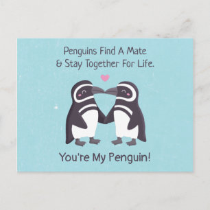 Carte Postale Embrasser Des Pingouins, Drôle Tu Es Mon Pingouin