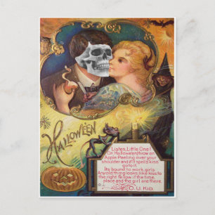 Carte Postale Embrasser la mort (carte vintage Halloween)