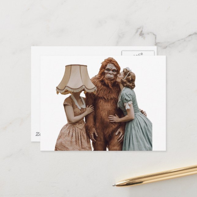 Carte Postale Embrasser Sasquatch (Devant/Arrière en situation)