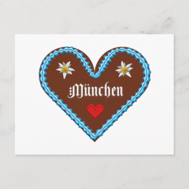 Carte Postale Embroidered Oktoberfest Munich gingerbread heart (Devant)