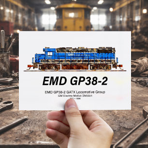 Carte Postale EMD GP38-2 Locomotive diesel GATX bleu et blanc
