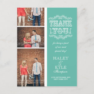 Carte Postale Emerald Aqua Photo Mariage Merci