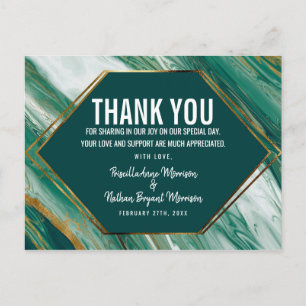 Carte Postale Emerald Green Or Abstrait Agate Marbre Merci