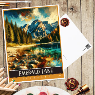 Carte Postale Emerald Lake, Colorado Peinture Vintage