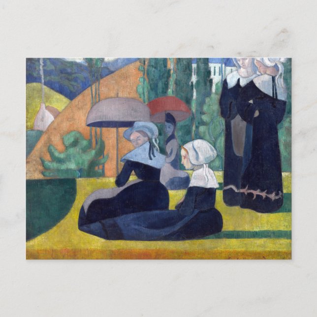 Carte Postale Emile Bernard Breton Femmes avec parapluies (Devant)