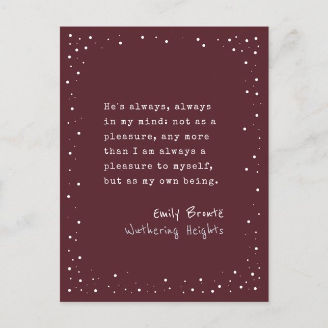 Carte Postale Emily Brontë, Machine à écrire des devis de hauteu (Devant)