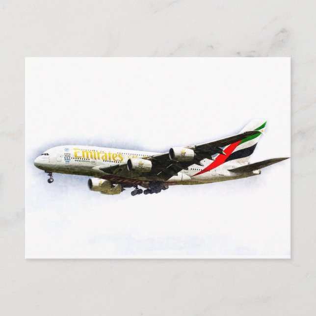 Carte Postale Emirates Airline A380 Art (Devant)