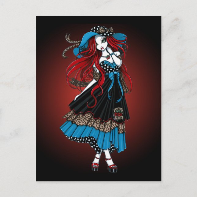 Carte postale Emma Rockabilly Swallow Tattoo Angel (Devant)