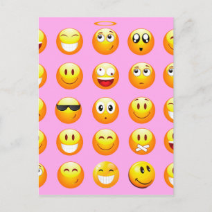 Carte Postale émoji rose pastel