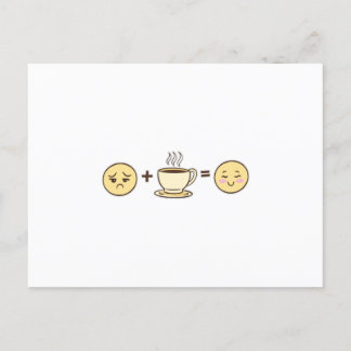Carte Postale émoticônes de café émoticônes fatiguées + café = e